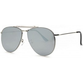 Aviator Women Pilot Mirror UV400 Sunglasses Coating Flat Sun Glasses Eyewear - Silver - C1182Q80WOZ $10.58