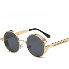 Goggle 2020 Metal Steampunk Sunglasses Men Women Fashion Round Glasses Vintage UV400 Eyewear - Gold Frame Gray - C8198AHROQL ...
