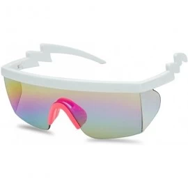 Wrap 80's Neon Semi Rimless Style Retro Rainbow Mirrored Transparent Lens ZigZag Sunglasses - CV18DARODYS $9.34