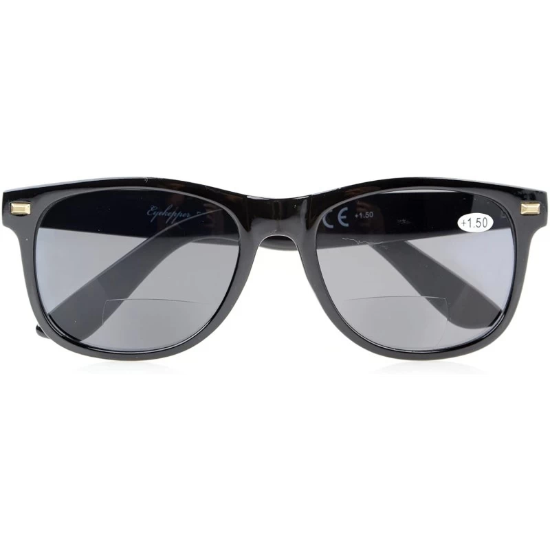 Round Bifocal Sunglasses Mens Womens Sun Readers Retro Classic Black +2.5 - C2180ECKCU2 $12.29