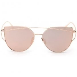 Oval Fashion Classic Women Metal Frame Mirror Sunglasses Cat Eye Glasses - C612JU2XITZ $8.72
