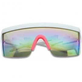 Wrap 80's Neon Semi Rimless Style Retro Rainbow Mirrored Transparent Lens ZigZag Sunglasses - CV18DARODYS $21.22