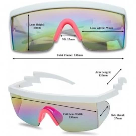 Wrap 80's Neon Semi Rimless Style Retro Rainbow Mirrored Transparent Lens ZigZag Sunglasses - CV18DARODYS $9.34