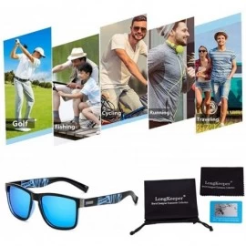 Goggle Polarized Square Sunglasses Women Men Vintage Driving Fishing Glasses - Black&blue Blue - CD192QRLIET $12.31