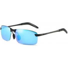 Square Polarized Sports Sunglasses Day And Night Driving Glasses Metal Frame Al-Mg Glasses - Blue - C518MGHRCEW $12.43