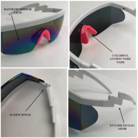 Wrap 80's Neon Semi Rimless Style Retro Rainbow Mirrored Transparent Lens ZigZag Sunglasses - CV18DARODYS $21.22