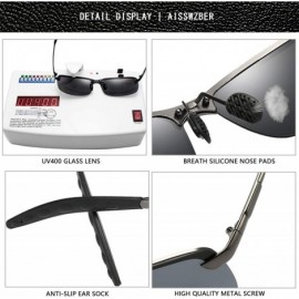 Square Polarized Sports Sunglasses Day And Night Driving Glasses Metal Frame Al-Mg Glasses - Blue - C518MGHRCEW $12.43