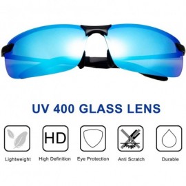 Square Polarized Sports Sunglasses Day And Night Driving Glasses Metal Frame Al-Mg Glasses - Blue - C518MGHRCEW $12.43