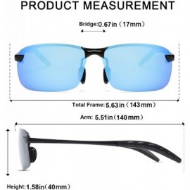 Square Polarized Sports Sunglasses Day And Night Driving Glasses Metal Frame Al-Mg Glasses - Blue - C518MGHRCEW $12.43
