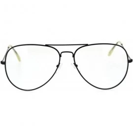 Oversized Trendy Oversized Officer Style Tear Drop Shape Metal Clear Lens Eyeglasses - Matte Black - C118THI3748 $18.73