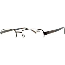 Rectangular Reading Glasses Magnified Lens Half Rim Rectangular Spring Hinge - Brown - C91889Y90N4 $19.05