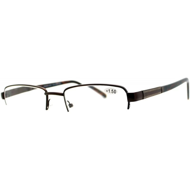 Rectangular Reading Glasses Magnified Lens Half Rim Rectangular Spring Hinge - Brown - C91889Y90N4 $19.05