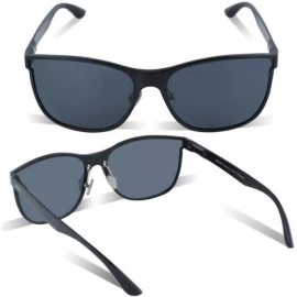 Oversized men's Polarized Driving sunglasses Eyewear Fashion Rimmed Glasses UV400 protection 8205 - Black Frame Grey Lens - C...