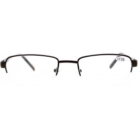 Rectangular Reading Glasses Magnified Lens Half Rim Rectangular Spring Hinge - Brown - C91889Y90N4 $19.05