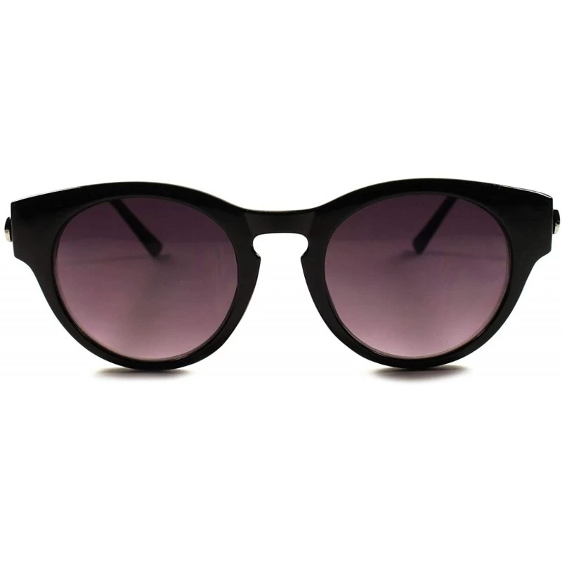 Round Vintage Retro Fashion Indie Hipster Hippie 80s 90s Round Sunglasses - Black - CJ18X06TELO $10.71