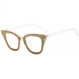 Sport Women's Cat Eye Rhinestone Sunglasses PC Frame Fashion UV400 Protection Glasses - Transparent Frame - CY190T3796Y $17.09