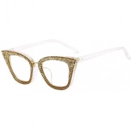 Sport Women's Cat Eye Rhinestone Sunglasses PC Frame Fashion UV400 Protection Glasses - Transparent Frame - CY190T3796Y $17.09