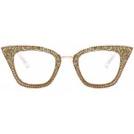 Sport Women's Cat Eye Rhinestone Sunglasses PC Frame Fashion UV400 Protection Glasses - Transparent Frame - CY190T3796Y $17.09