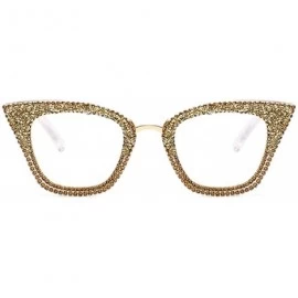 Sport Women's Cat Eye Rhinestone Sunglasses PC Frame Fashion UV400 Protection Glasses - Transparent Frame - CY190T3796Y $17.09