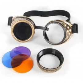 Goggle Steampunk Goggles Vintage Glasses Rave Retro Lenses Cosplay Halloween - Brown Frame - CA18HZME5GO $10.24