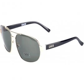 Aviator Mens Retro Aviator Sunglasses - Gold/Shiny Black/Solid Green - CU18325ZO7W $84.94