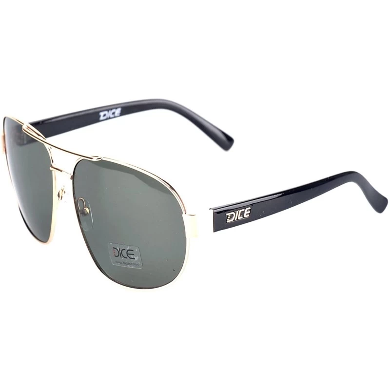Aviator Mens Retro Aviator Sunglasses - Gold/Shiny Black/Solid Green - CU18325ZO7W $41.89