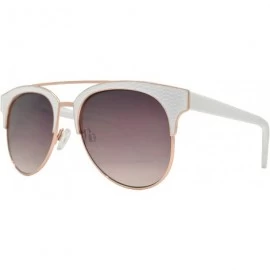 Aviator Vintage Retro Women Round Aviator Sunglasses - UV Protection - White + Brown Lens - C118HKZTG60 $25.80