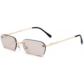 Rimless Rimless Rectangle Sunglasses Women Accessories Square Sun Glasses for Men Small - Gold With Brown - CB18RRWXMG8 $13.05