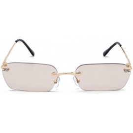 Rimless Rimless Rectangle Sunglasses Women Accessories Square Sun Glasses for Men Small - Gold With Brown - CB18RRWXMG8 $13.05