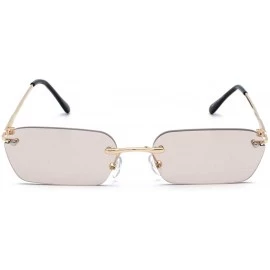 Rimless Rimless Rectangle Sunglasses Women Accessories Square Sun Glasses for Men Small - Gold With Brown - CB18RRWXMG8 $13.05