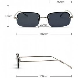 Rectangular New fashion trend ocean film unisex small frame rectangular metal half frame sunglasses - Brown - CH18T0Y74EI $10.31