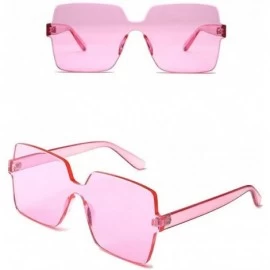 Square Frameless Integrated Sunglasses Ladies Square Ocean Glasses - Pink - CY18WWMY6RY $19.35