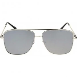 Rectangular Super Oversized Squared Rectangular Pilots Metal Rim Sunglasses - Silver Silver Mirror - C918R2LK94S $22.58