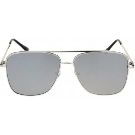 Rectangular Super Oversized Squared Rectangular Pilots Metal Rim Sunglasses - Silver Silver Mirror - C918R2LK94S $13.30