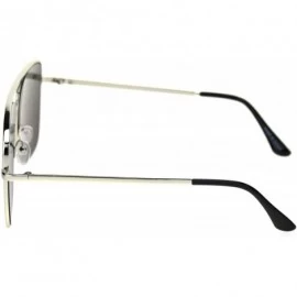 Rectangular Super Oversized Squared Rectangular Pilots Metal Rim Sunglasses - Silver Silver Mirror - C918R2LK94S $13.30