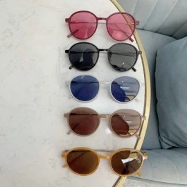 Oval Ladies Personality Round Sunglasses Brand Designer Retro Small Frame Oval Men Goggle - White - CV18WTQZK7T $14.62