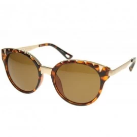Cat Eye Women's Oversize Triangle Detail Round Cat Eye Sunglasses 55mm - Tortoise-gold / Brown - CS12I21RFQR $12.86