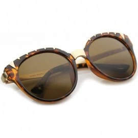 Cat Eye Women's Oversize Triangle Detail Round Cat Eye Sunglasses 55mm - Tortoise-gold / Brown - CS12I21RFQR $12.86