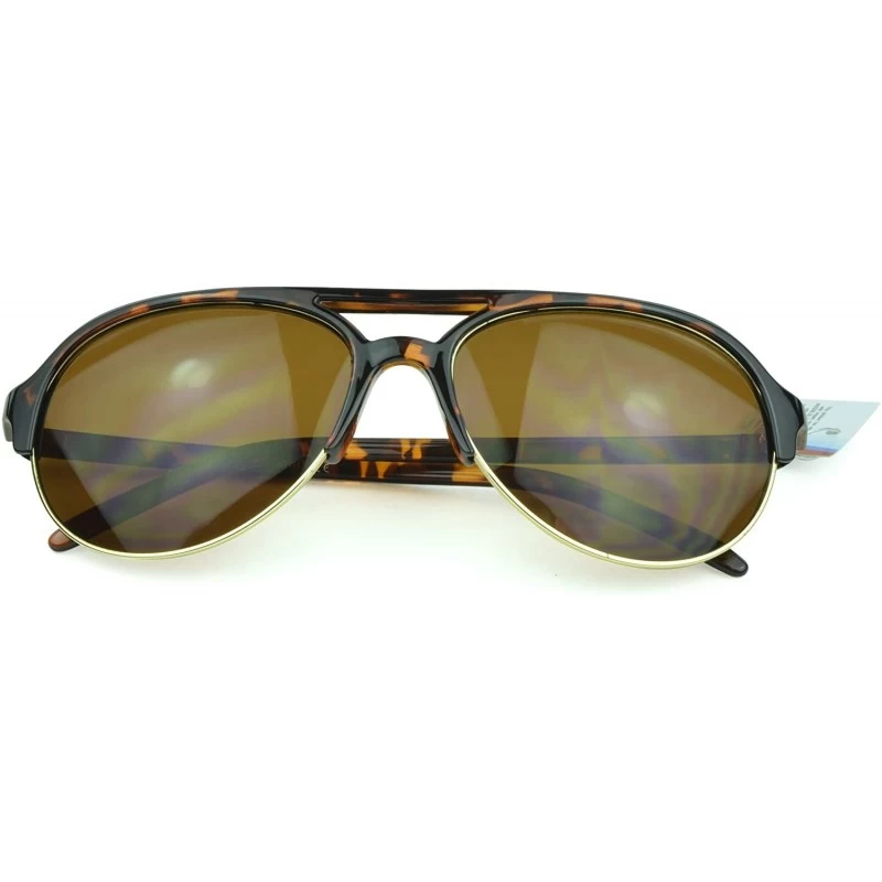Rectangular Trendy Classic Aviator Sunglasses Men/Women Sunglasses 100% UV Protection - Tortoise - CF129IJX79V $8.60