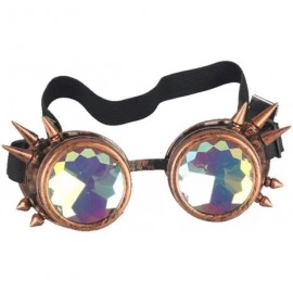 Aviator Kaleidoscope Rave Rainbow Crystal Lenses Steampunk Goggles - Red Copper - CK12N22R6DK $26.05