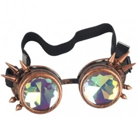 Aviator Kaleidoscope Rave Rainbow Crystal Lenses Steampunk Goggles - Red Copper - CK12N22R6DK $16.92