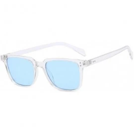 Oversized Luxury Aviation Square Sunglasses Men Er Sunglass Vintage Sun Glasses Women Sunglases - Transparent Blue - CS199C7H...