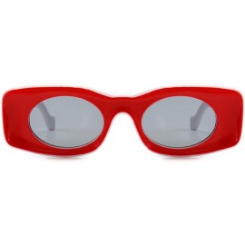 Rectangular Vintage Rectangular Sunglasses Women Colorful Female Sun Glasses for Party Decoration - Red Black White - C018AL9...