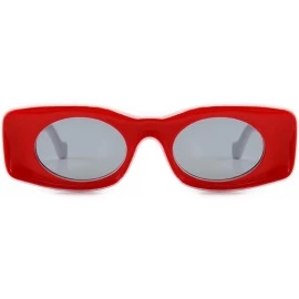 Rectangular Vintage Rectangular Sunglasses Women Colorful Female Sun Glasses for Party Decoration - Red Black White - C018AL9...