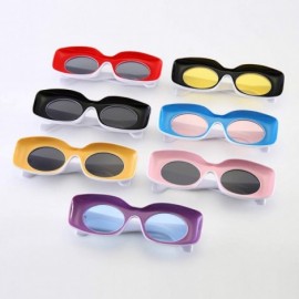 Rectangular Vintage Rectangular Sunglasses Women Colorful Female Sun Glasses for Party Decoration - Red Black White - C018AL9...