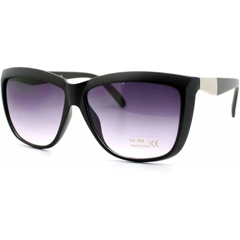 Oversized Womens Trendy Large Squared Cat Eye Diva Sunglasses - Matte Black - CG11YHV2IE1 $11.00