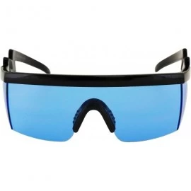Rimless Semi Rimless Goggle Style Retro Rainbow Mirrored Lens ZigZag Sunglasses - Blue - CL18SZYIS5Q $8.42