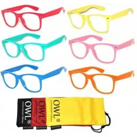 Rectangular 6 - 5-10-18 Pairs Classic Vintage Retro 80's Sunglasses Colored Frame - CB11NEJ4EI5 $26.81