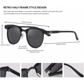 Semi-rimless Half Frame Polarized Semi Rimless Sunglasses Women Men Retro Sun Glasses - Black Lens/Black Frame - CG18H594Q4Q ...