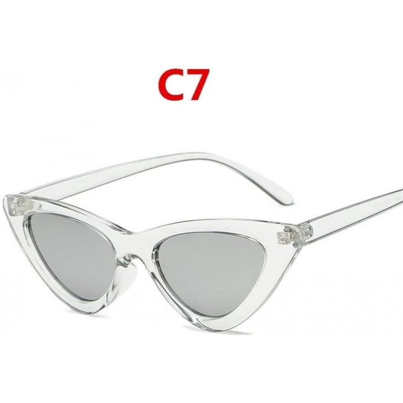 Cat Eye 2020 Fashion Sunglasses Woman Vintage Retro Triangular Cat Eye Glasses Transparent Ocean Uv400 (Color C7) - C7 - C319...